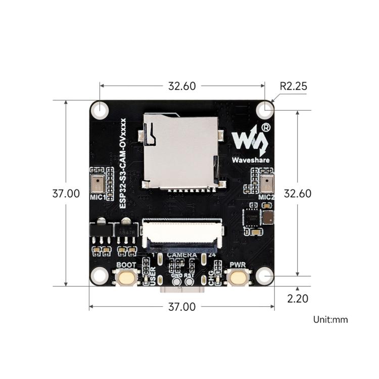 Waveshare ESP32-S3 AIoT Camera Development Board, With GC0308 Camera, With GC2145 Camera, With OV3660 Camera, With OV5640 Camera