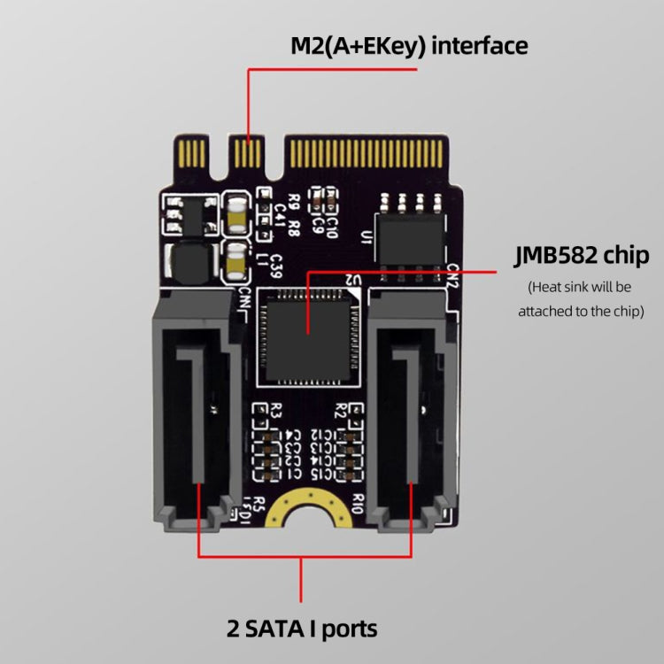M2 to SATA3.0 Adapter Card PCI-E3.0 Card KEY A+E WiFi M.2 to SATA JMB582 Chip, JMB582
