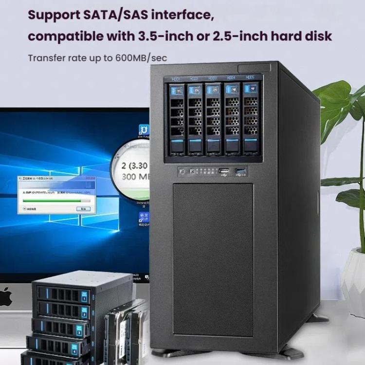 5-Bay Hot Swap Hard Drive Cage 3.5"/2.5" HDD/SSD Compatible For 3x5.25" Optical Drive Position