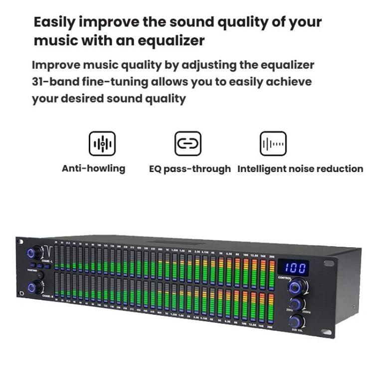 EQ-A32 Digital Equalizer Stage Home Karaoke Noise Reduction Audio Processor, EU Plug, US Plug, UK Plug, AU Plug