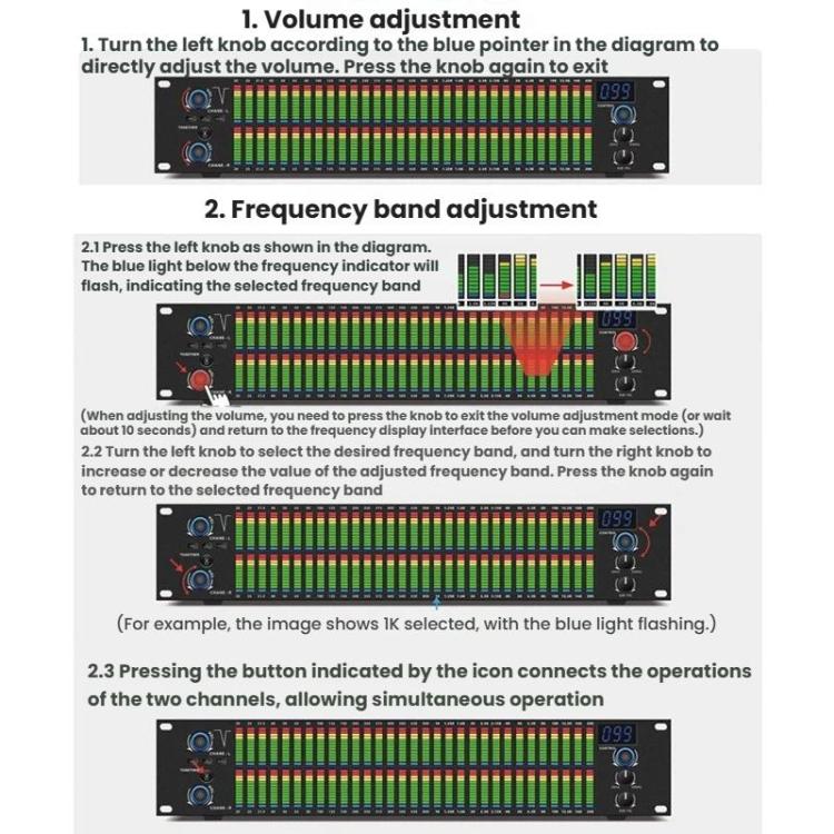 EQ-A32 Digital Equalizer Stage Home Karaoke Noise Reduction Audio Processor, EU Plug, US Plug, UK Plug, AU Plug