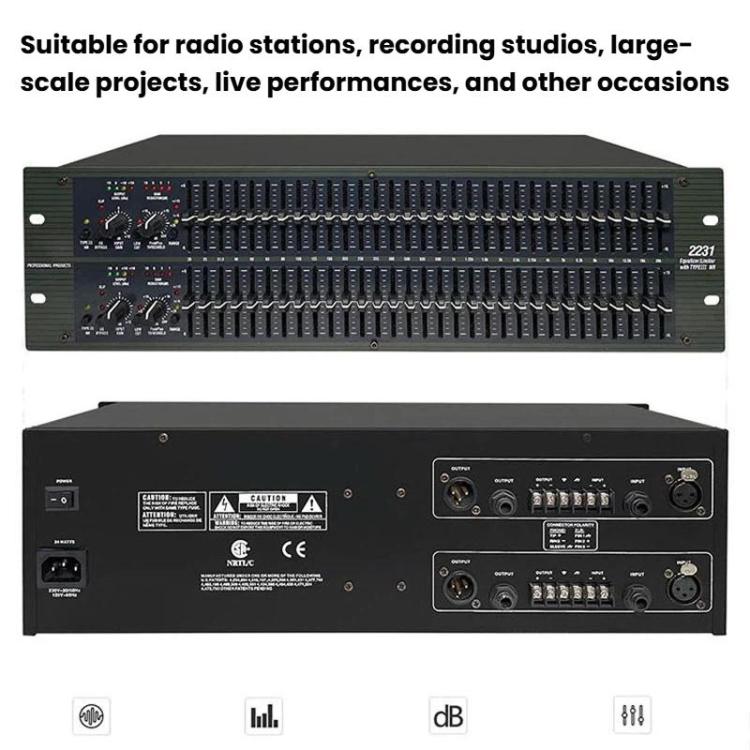 2231 Equalizer Anti-Feedback Audio Performance Stage Conference Effects Processor Noise Reduction Digital Processor, US Plug, EU Plug, UK Plug, AU Plug