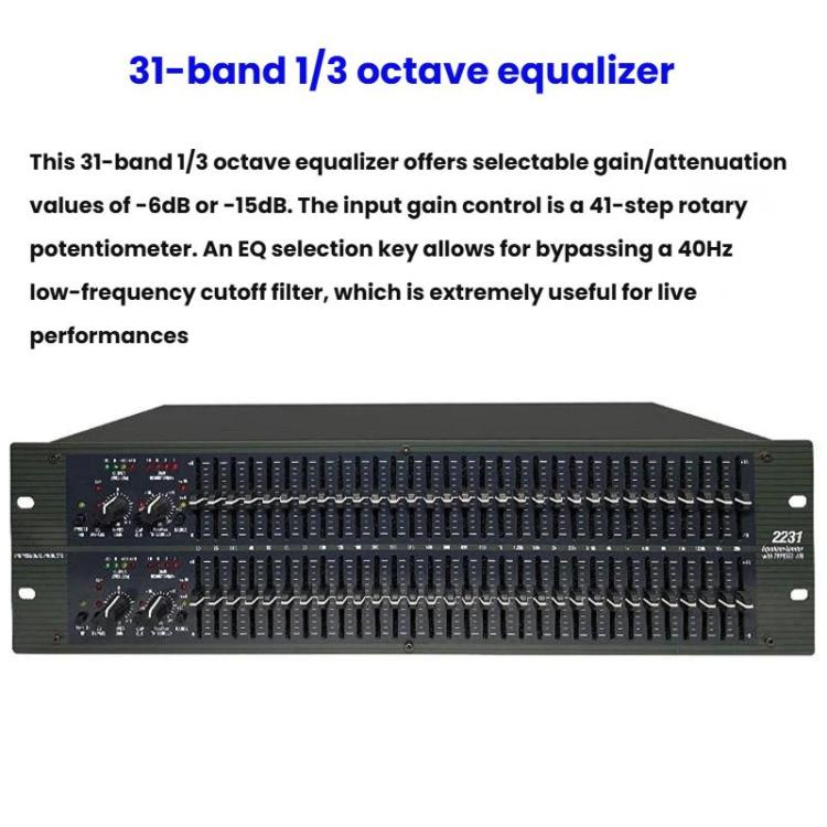 2231 Equalizer Anti-Feedback Audio Performance Stage Conference Effects Processor Noise Reduction Digital Processor, US Plug, EU Plug, UK Plug, AU Plug