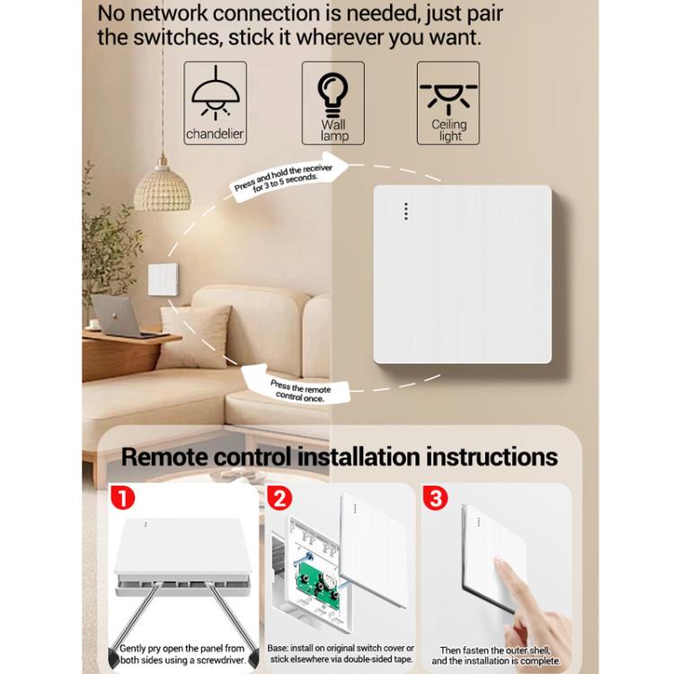 ANENG Remote Control Wireless Smart Home Lighting Panel, One-Gang, Two-Gang, Three-Gang