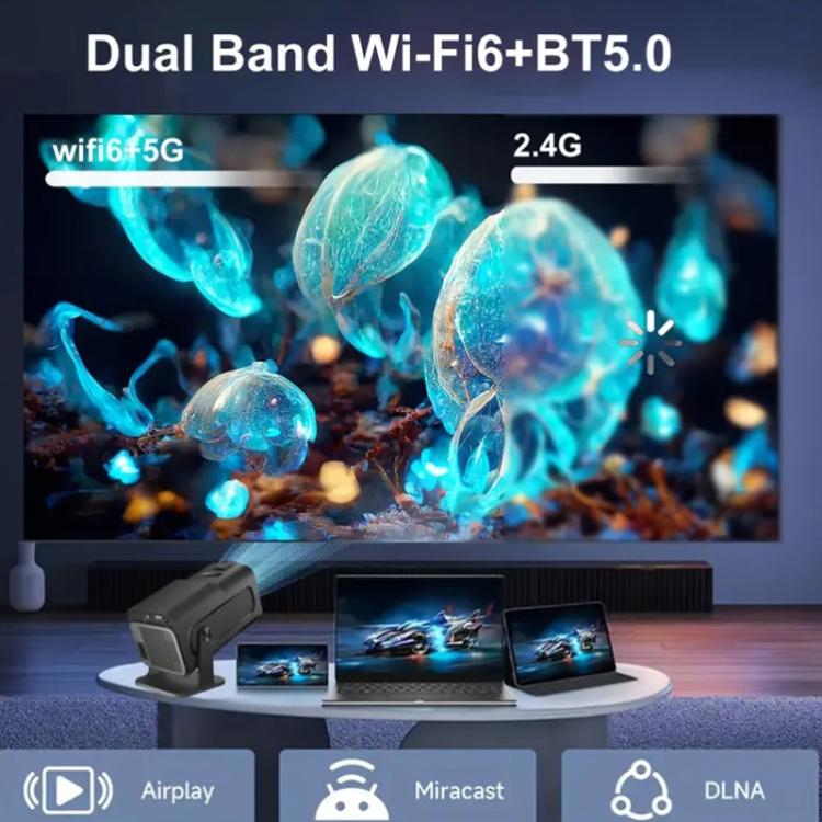 HY320 Mini Android 11 Portable 4K HD Projector With WiFi 6, Bluetooth, 180-Degree Rotation, Wireless Screen Mirroring, UK Plug, US Plug, EU Plug