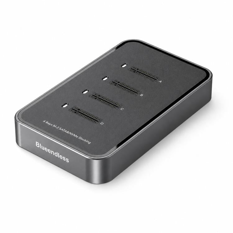 Blueendless DB2804SNA 4-Bay M.2 NVMe/SATA SSD Docking Station USB-C 10Gbps Aluminum SSD Case Supports Max 32TB, US Plug, UK Plug, EU Plug