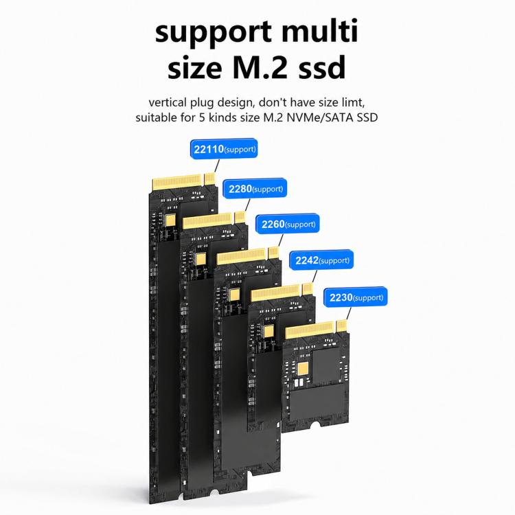 Blueendless DB2804SNA 4-Bay M.2 NVMe/SATA SSD Docking Station USB-C 10Gbps Aluminum SSD Case Supports Max 32TB, US Plug, UK Plug, EU Plug