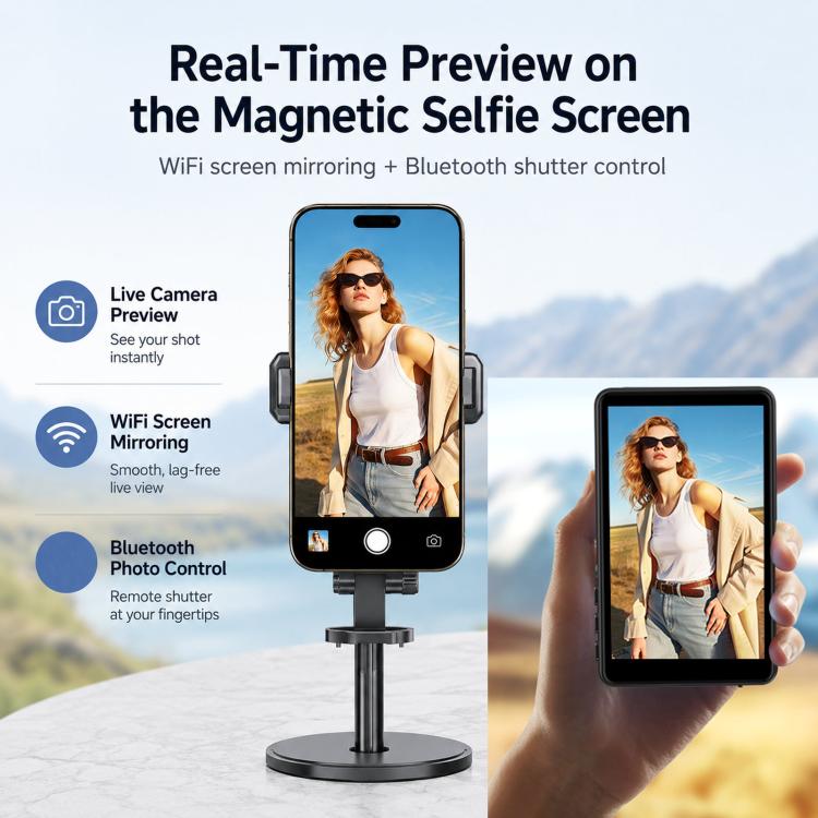 Magnetic Phone Screen Mirror Wireless Rear Camera Selfie Display