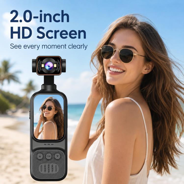Handheld Vlog Camera With 270-Degree Motorized Rotatable Lens 2.0 Inch Screen Pocket Video Recorder WiFi Sports Action Cam, DV07-4K