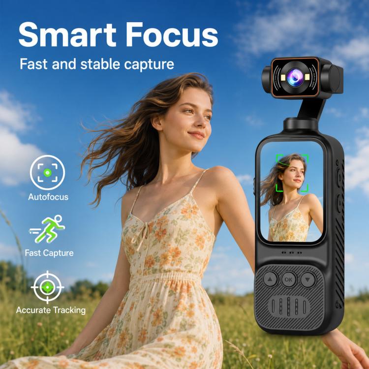 Handheld Vlog Camera With 270-Degree Motorized Rotatable Lens 2.0 Inch Screen Pocket Video Recorder WiFi Sports Action Cam, DV07-4K