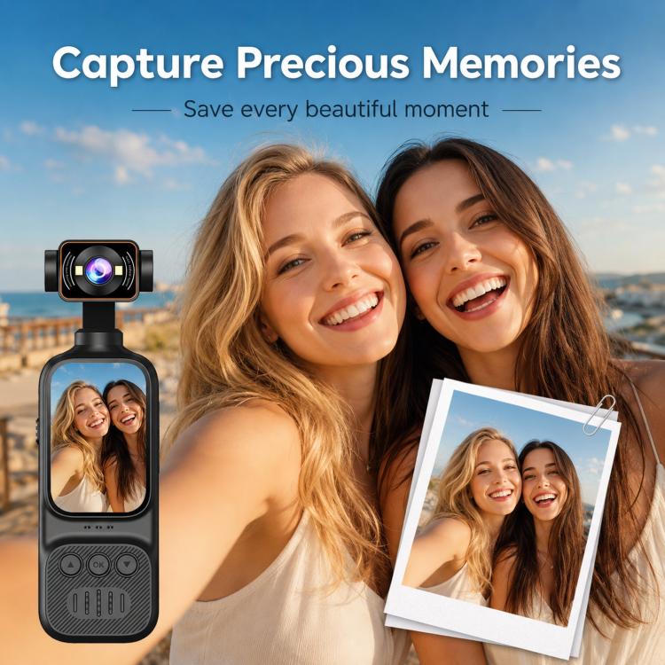 Handheld Vlog Camera With 270-Degree Motorized Rotatable Lens 2.0 Inch Screen Pocket Video Recorder WiFi Sports Action Cam, DV07-4K