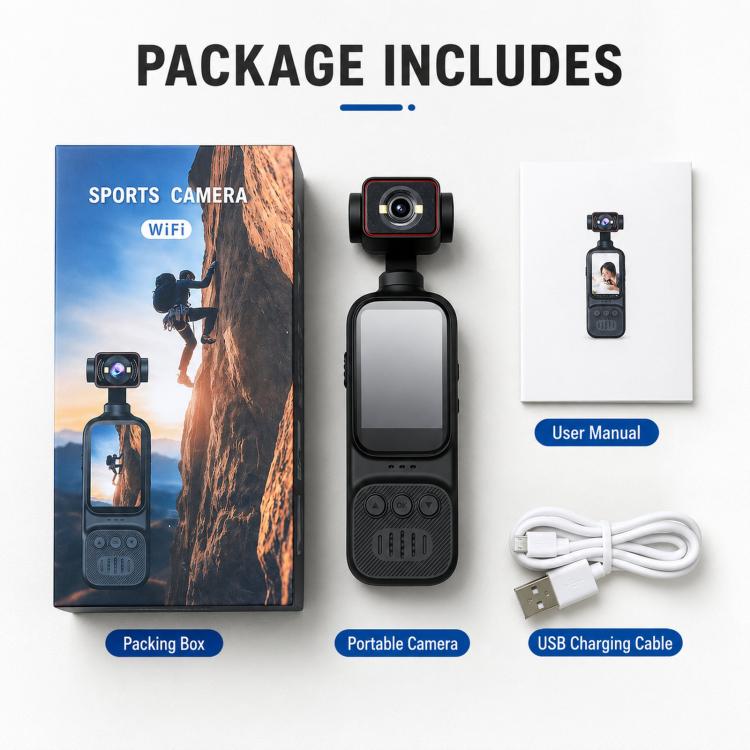 Handheld Vlog Camera With 270-Degree Motorized Rotatable Lens 2.0 Inch Screen Pocket Video Recorder WiFi Sports Action Cam, DV07-4K