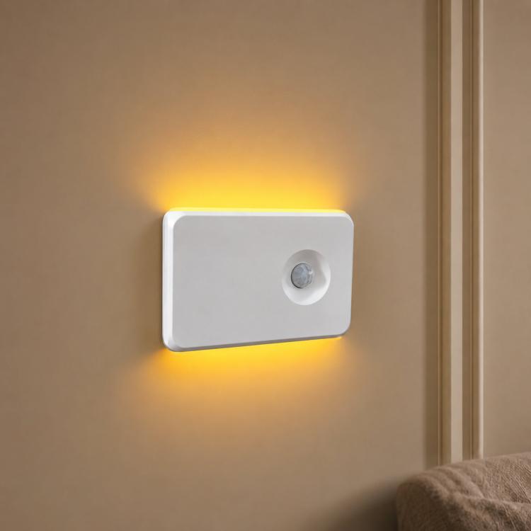Backlit Magnetic Motion Sensor Night Light LED Wall Sconce Rechargeable Hallway Lamp, Warm Light, RGB Light