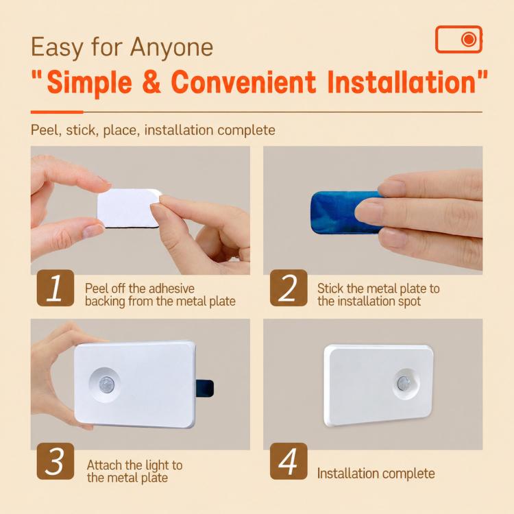 Backlit Magnetic Motion Sensor Night Light LED Wall Sconce Rechargeable Hallway Lamp, Warm Light, RGB Light