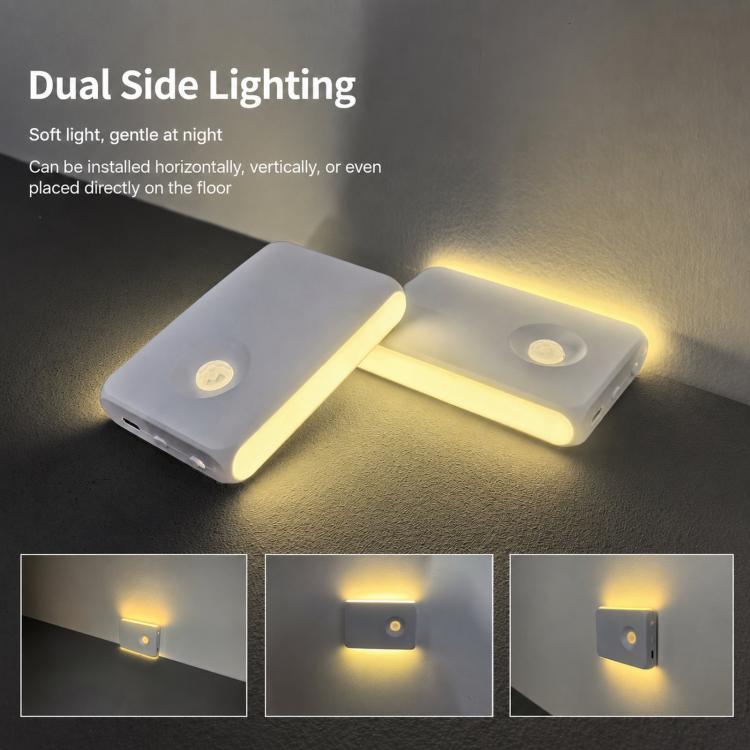 Backlit Magnetic Motion Sensor Night Light LED Wall Sconce Rechargeable Hallway Lamp, Warm Light, RGB Light