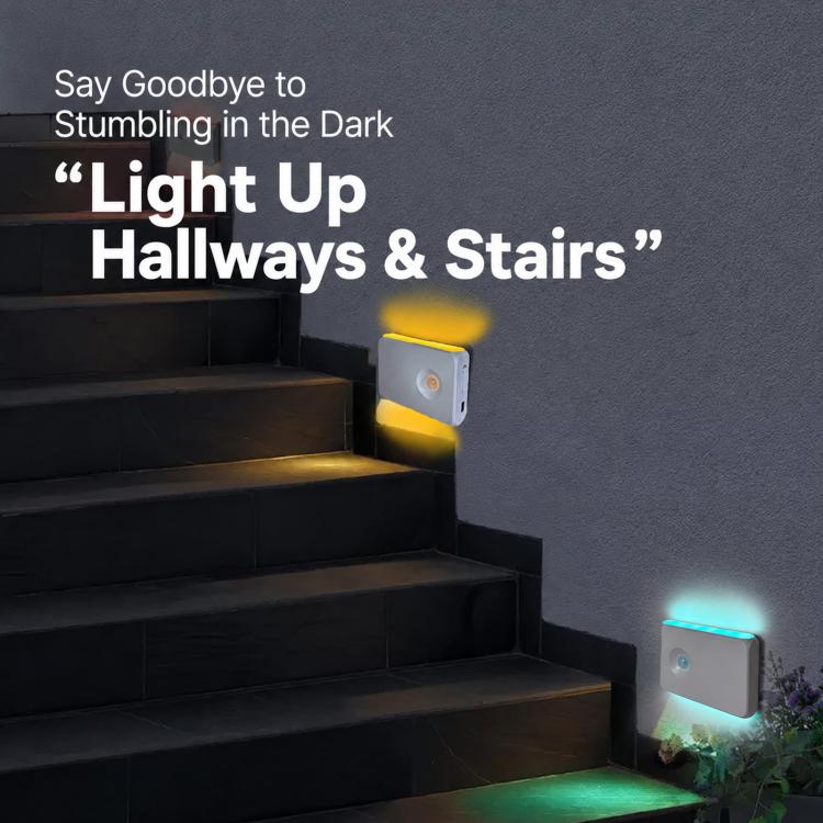 Backlit Magnetic Motion Sensor Night Light LED Wall Sconce Rechargeable Hallway Lamp, Warm Light, RGB Light