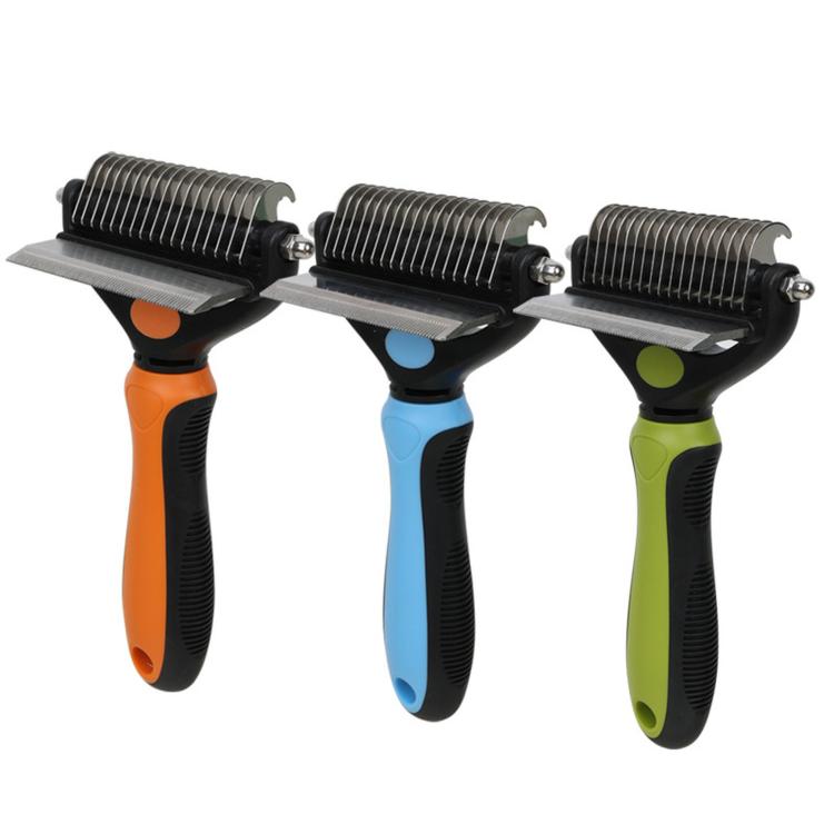 HistoTree 2-in-1 Pet Dematting Comb and Undercoat Deshedding Rake Safe Double Sided Curved Blades Detangling Tool