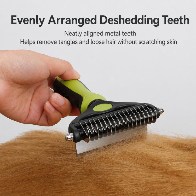 HistoTree 2-in-1 Pet Dematting Comb and Undercoat Deshedding Rake Safe Double Sided Curved Blades Detangling Tool