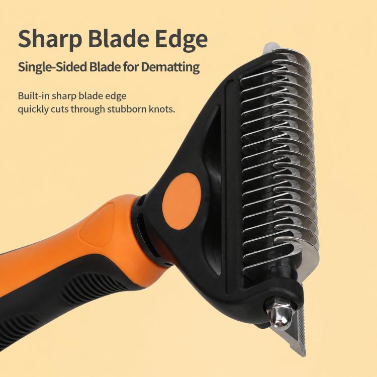 HistoTree 2-in-1 Pet Dematting Comb and Undercoat Deshedding Rake Safe Double Sided Curved Blades Detangling Tool